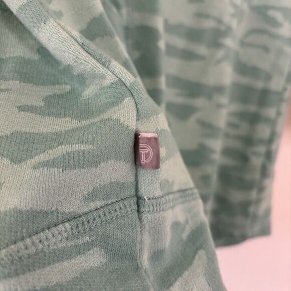 T By Talbots XS Camo French Terry Pullover Top Aqua 3/4 Sleeve Athleisure Cotton - Picture 5 of 9